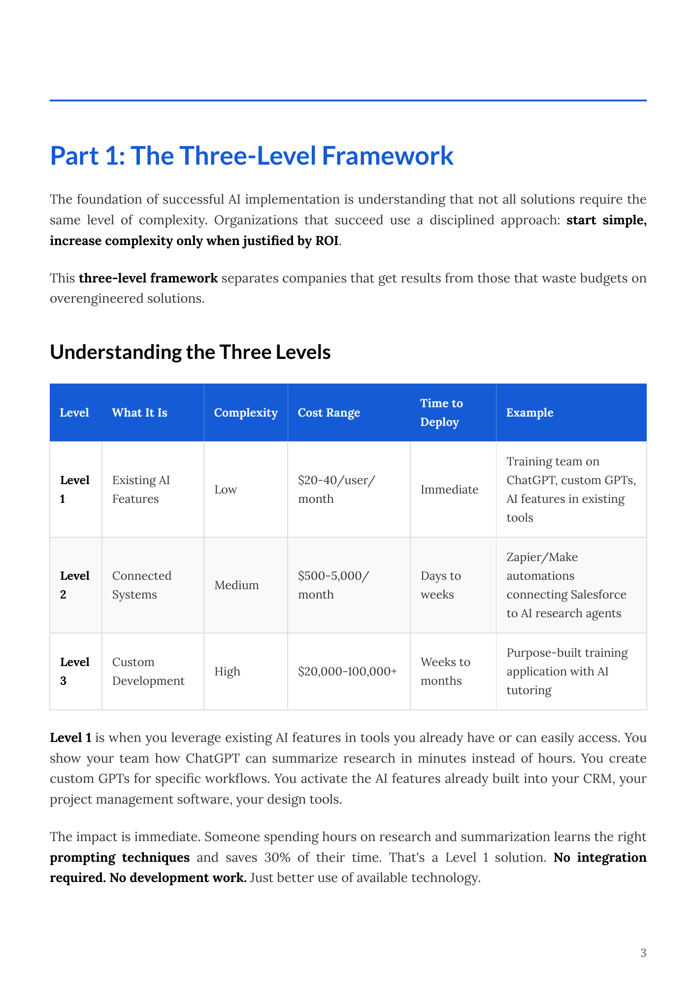 Three-Level Framework Page